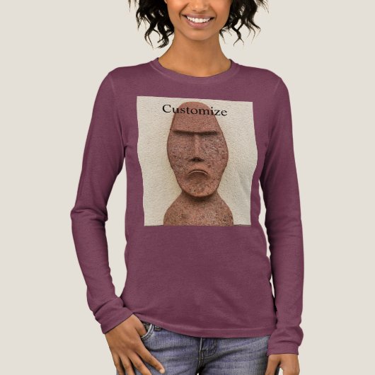 Paaseiland Moai Head Thunder_Cove Tri-Blend Shirt (Voorkant)