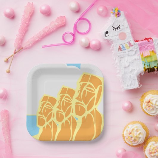 Paaseiland Moai: Historische Borden Papieren Bordje (Feest)