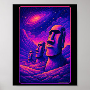 Paaseiland Moai-hoofden - Rapa Nui Alien Melkweg A Poster