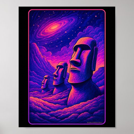 Paaseiland Moai-hoofden - Rapa Nui Alien Melkweg A Poster (Voorkant)