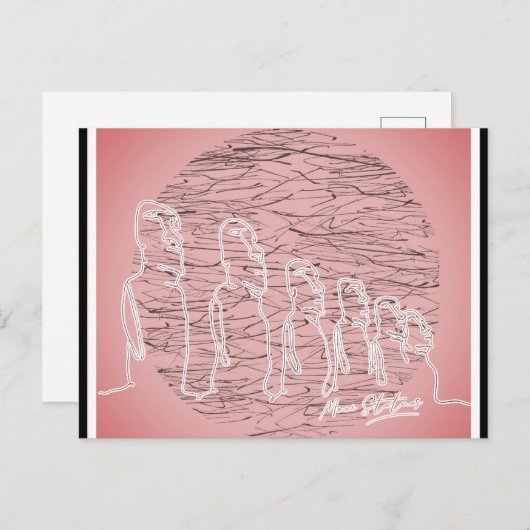 Paaseiland Moai Statue Roze Reis Briefkaart (Voorkant / Achterkant)