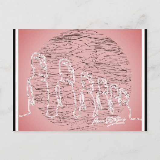 Paaseiland Moai Statue Roze Reis Briefkaart (Voorkant)