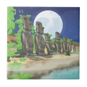 Paaseiland Moai Tegeltje