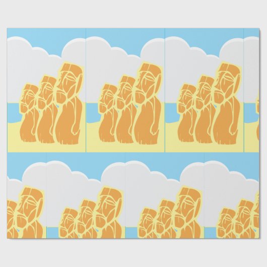 paaseilanden Moai: Historisch verpakkingspapier Cadeaupapier (Vlak)