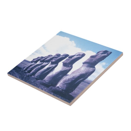 Paaseilanden Moai-hoofden Tegeltje (Zijkant)