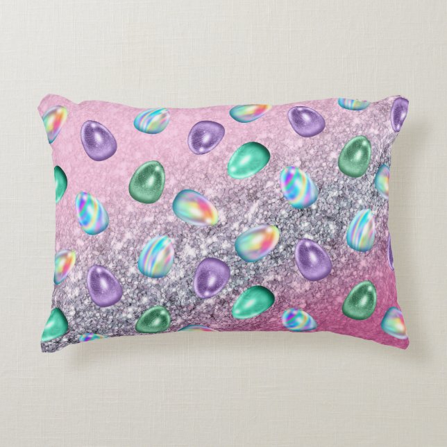 Paaseiroze Paarse kleurstof glitter glam Accent Kussen (Voorkant)