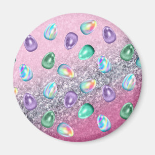 Paaseiroze Paarse kleurstof glitter glam  Magneet
