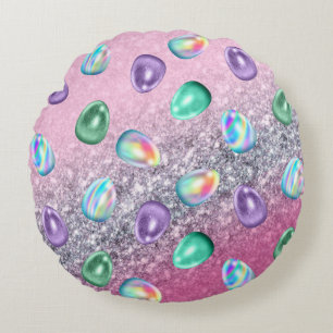 Paaseiroze Paarse kleurstof glitter glam Rond Kussen