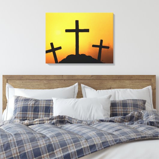 Paasen en palmzonneschermen en -scènes canvas afdruk (Insitu (Slaapkamer))