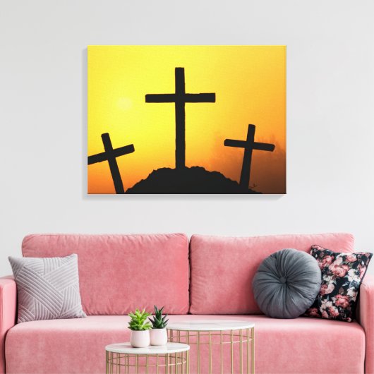 Paasen en palmzonneschermen en -scènes canvas afdruk (Insitu (Woonkamer))