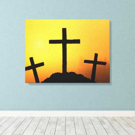 Paasen en palmzonneschermen en -scènes canvas afdruk (Insitu (Houten vloer))