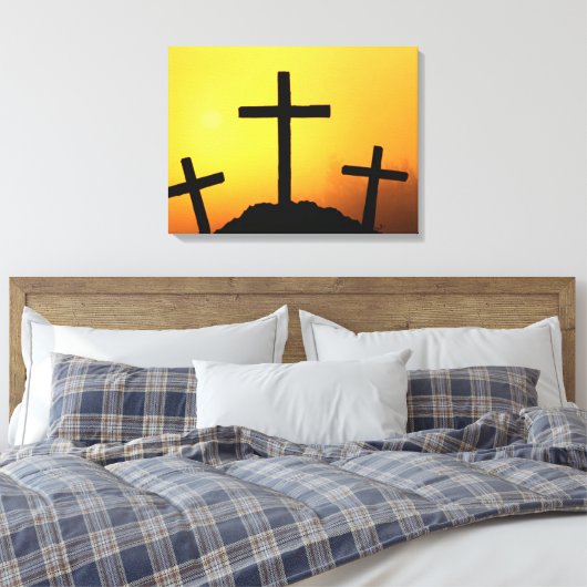 Paasen en palmzonneschermen en -scènes canvas afdruk (Insitu (Slaapkamer))