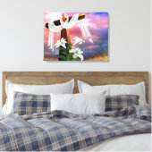 Paasen en palmzonneschermen en -scènes canvas afdruk (Insitu (Slaapkamer))