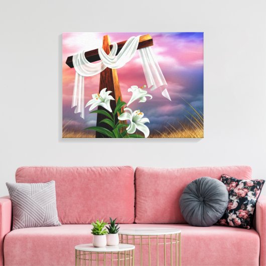 Paasen en palmzonneschermen en -scènes canvas afdruk (Insitu (Woonkamer))