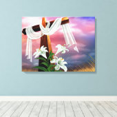 Paasen en palmzonneschermen en -scènes canvas afdruk (Insitu (Houten vloer))