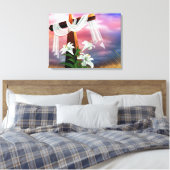 Paasen en palmzonneschermen en -scènes canvas afdruk (Insitu (Slaapkamer))