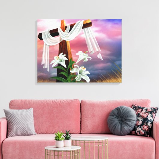 Paasen en palmzonneschermen en -scènes canvas afdruk (Insitu (Woonkamer))