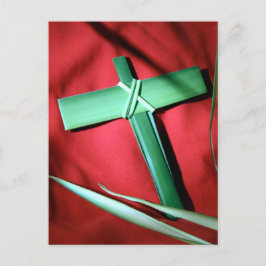 Paasen en palmzonneschermen en -scènes feestdagenkaart