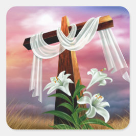 Paasen en palmzonneschermen en -scènes vierkante sticker