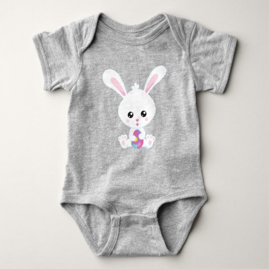 Paasen, kottenbrood, witte bunny, paaseieren romper (Voorkant)
