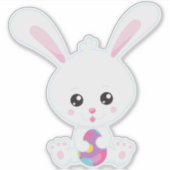 Paasen, kottenbrood, witte bunny, paaseieren sticker (Voorkant)