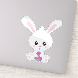 Paasen, kottenbrood, witte bunny, paaseieren sticker