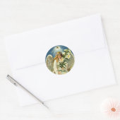 paasengel, lammeren, Lily Flower, Gold Star Ronde Sticker (Envelop)