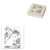 PAASENGEL PONY'S & KONIJN, LENTE PAARDENVEREN RUBBERSTEMPEL (Gestempeld)