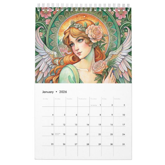 Paasengelen in Art Nuovo stijl 2024 Kalender (Jan 2026)