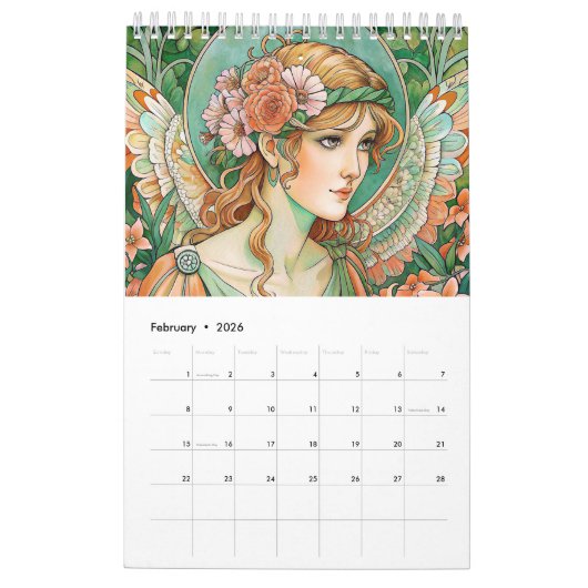 Paasengelen in Art Nuovo stijl 2025 Kalender (Feb 2026)