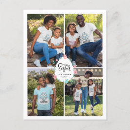 Paasfamilie 4 Foto Collage & Egg Persoonlijk Briefkaart