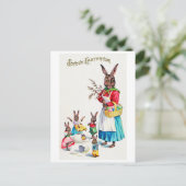  paasfamilie en kuiken briefkaart (Staand voorkant)