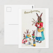  paasfamilie en kuiken briefkaart (Voorkant / Achterkant)