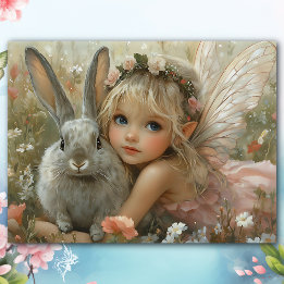 Paasfee met Bunny Floral Fantasy Tissuepapier