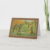 Paasfeest 1912 Konijnen spelen honkbal Feestdagen Kaart (Voorkant)