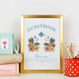 Paasfeest Baby shower Gastenboek Tafelteken Poster