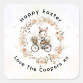 paasfeest bloemenkonijn vierkante sticker (Voorkant)