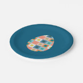 Paasfeest bord Retro Egg op Blauwgroen (Gekanteld)