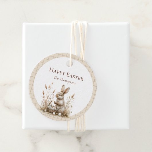 Paasfeest Bunny Beige Boho Bedankjes Labels (In situ)