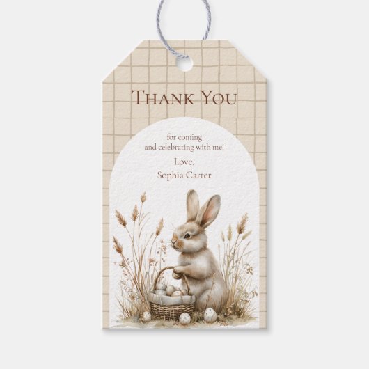 Paasfeest Bunny Beige Boho Bedankt Cadeaulabel (Voorkant)