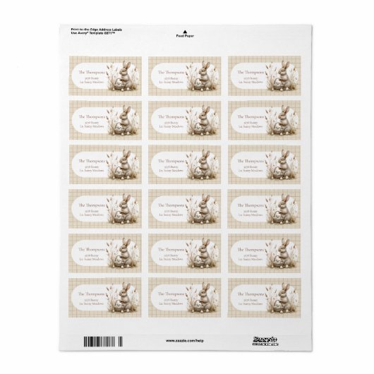 Paasfeest Bunny Beige Boho Etiket (Full Sheet)