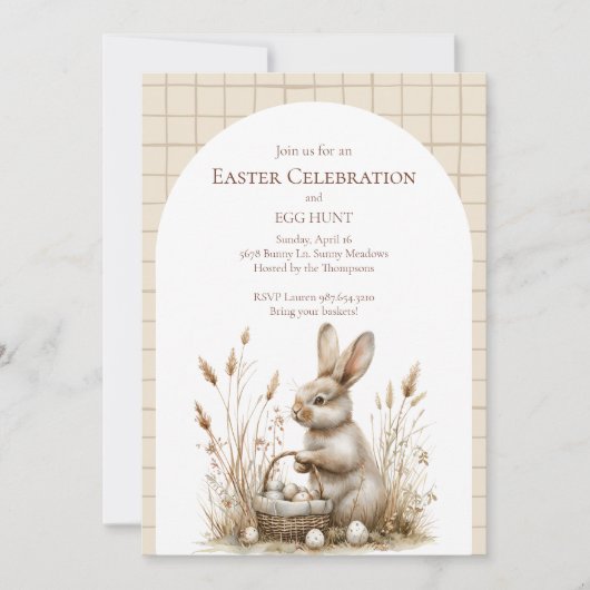 Paasfeest Bunny Beige Boho Kaart (Voorkant)