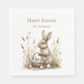 Paasfeest Bunny Beige Boho Servet (Voorkant)