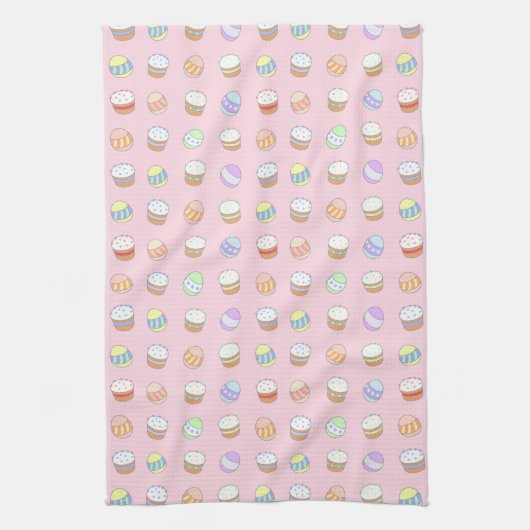 Paasfeest Cakes en Eieren Schattige Patroon Theedoek (Verticaal)