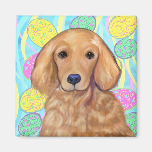 Paasfeest Golden Retriever Magneet (Voorkant)