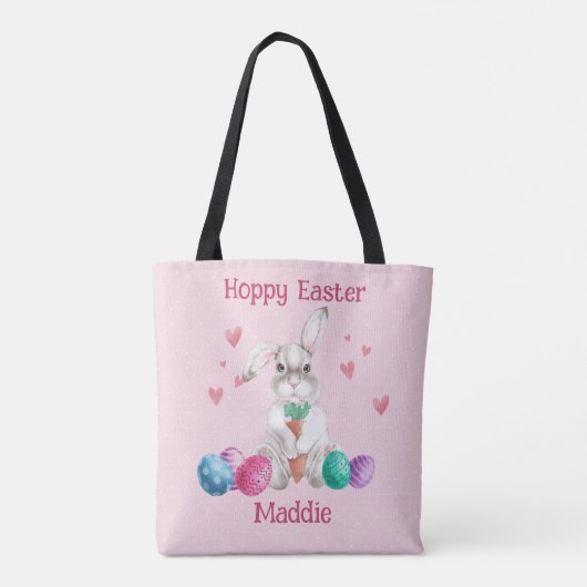 Paasfeest Hoppen Roze Stippen Konijn Eieren Jacht Tote Bag (Achterkant)