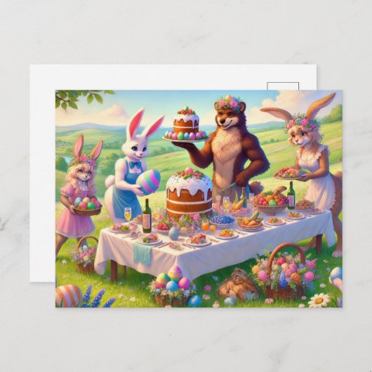 Paasfeest in de wei feestdagenkaart (Voorkant / Achterkant)
