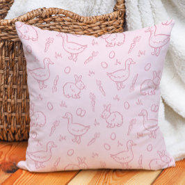 Paasfeest meisjes Cute Bunny Rabbit Goose Roze Kussen