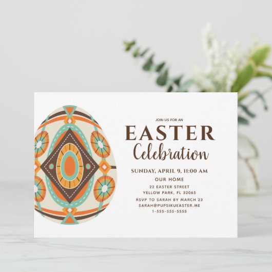 Paasfeest met  gekleurd ei kaart (Staand voorkant)