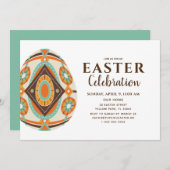 Paasfeest met  gekleurd ei kaart (Voorkant / Achterkant)